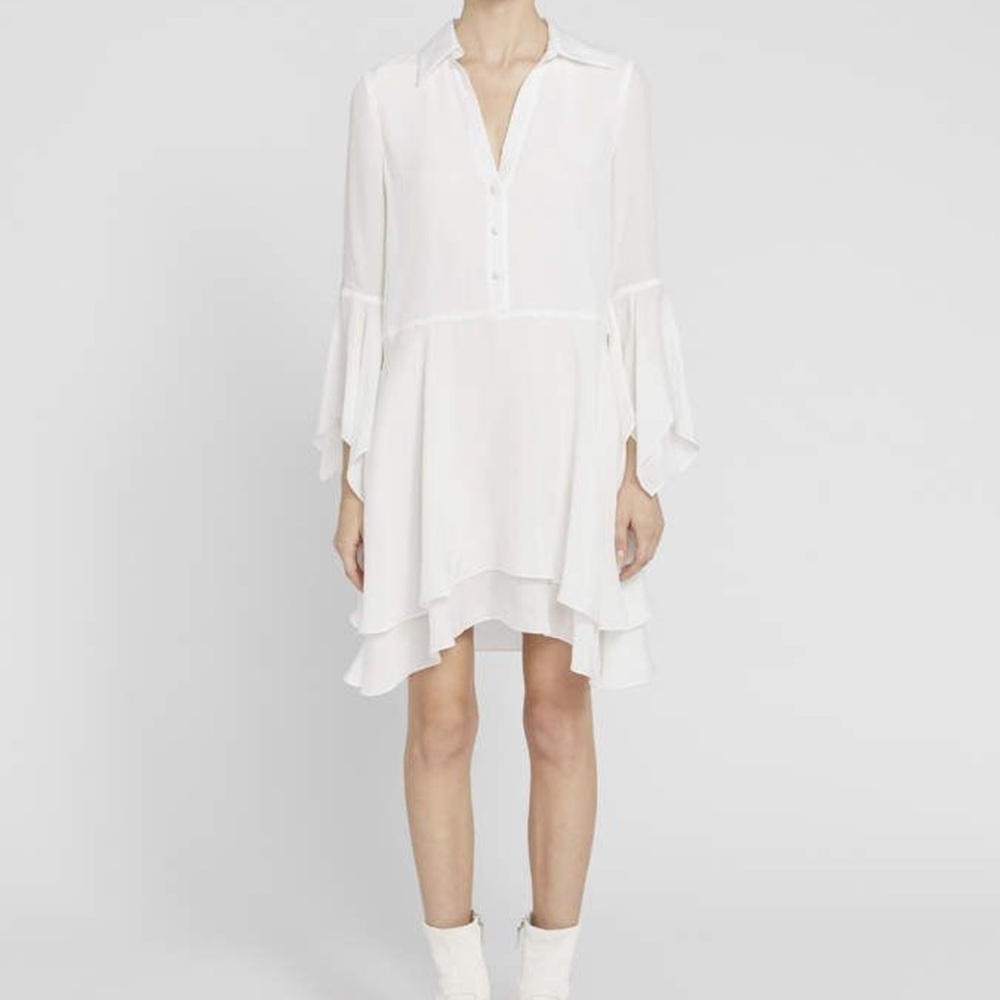 Alice + Olivia Priscilla white button down mini dress size 2